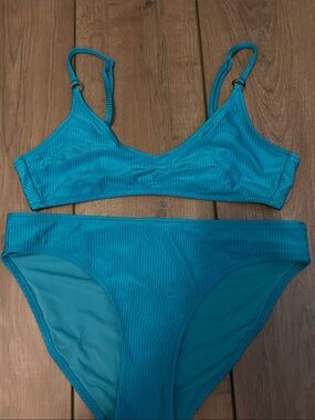 aerie Teal Ribbed Bikini Set